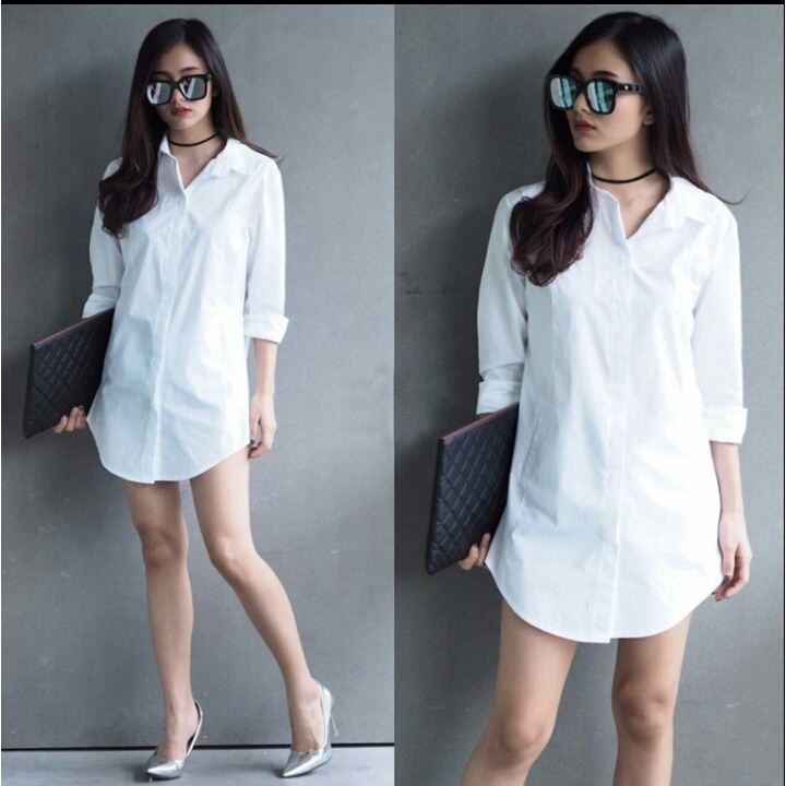 kemeja wanita baju korea model baru 2022 lengan panjang terbaru modis bahan adem casual oversize bas