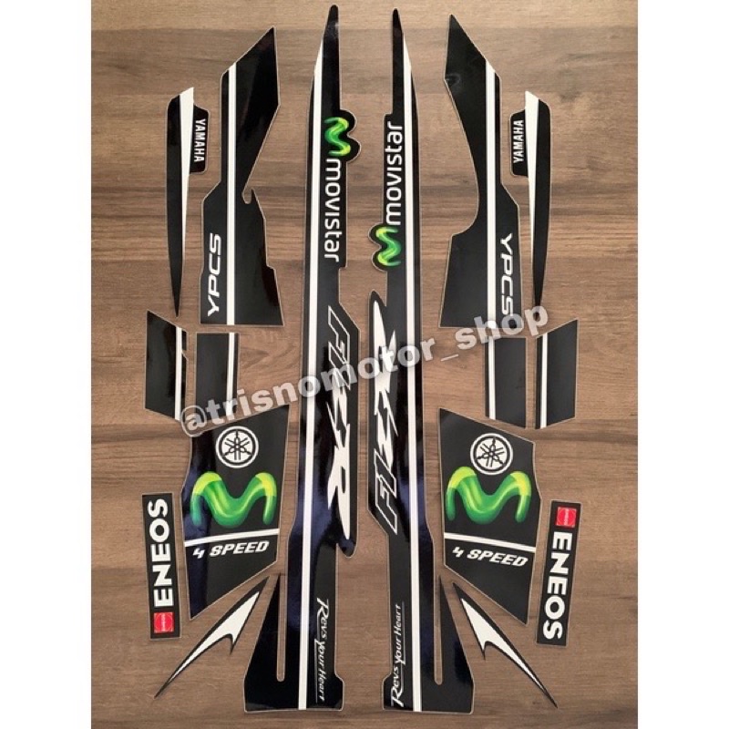 Striping polet body motor yamaha fiz r f1z r movistar sticker stiker fizr f1zr movistar hitam hijau 