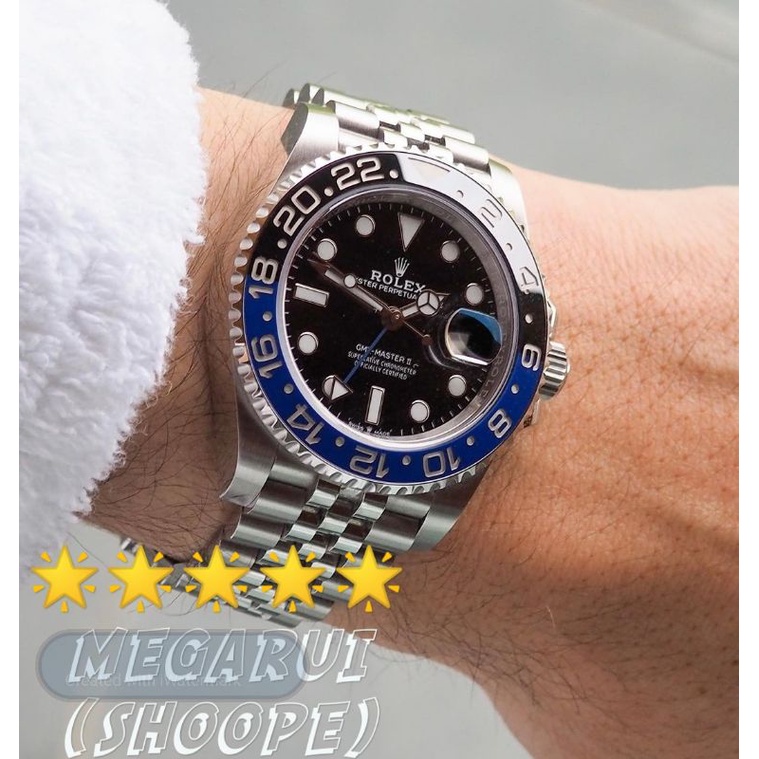 JAM TANGAN COWOK ROLEX GMT MASTER II BATMAN JUBILE 40MM AUTOMETIC SUPER PREMIUM AAA