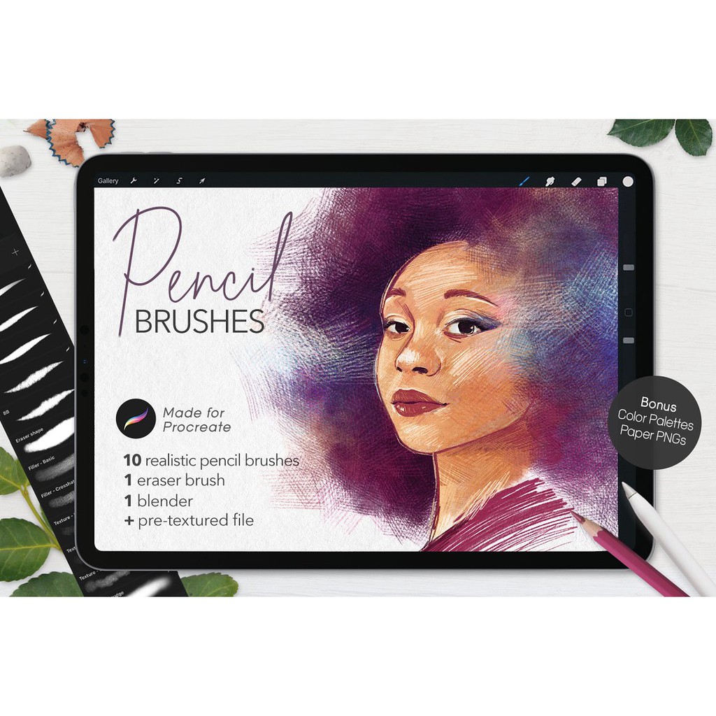 Procreate Brush - Ultimate Pencil Brushes for Procreate with Paper Layer and Color Palette