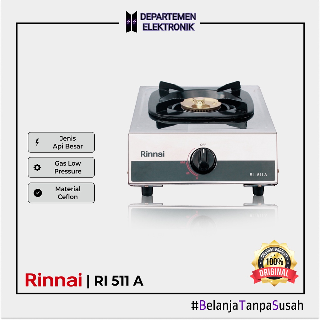 Rinnai RI 511 A – Kompor Gas 1 Tungku MURAH BANGET / GARANSI RESMI