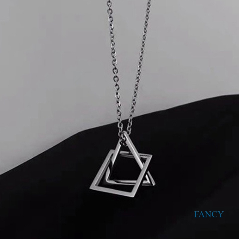 Kalung Dengan Liontin Bentuk Geometri Persegi Segitiga Bahan Zinc Alloy Untuk Pria