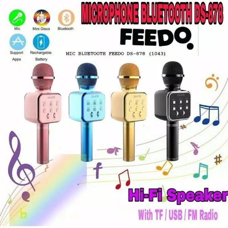 MIC J L20 LED NEW MICROPHONE MIC DS 878 SPEAKER BLUETOOTH KARAOKE WIRELESS SMULE , JOOX , KARAOKE