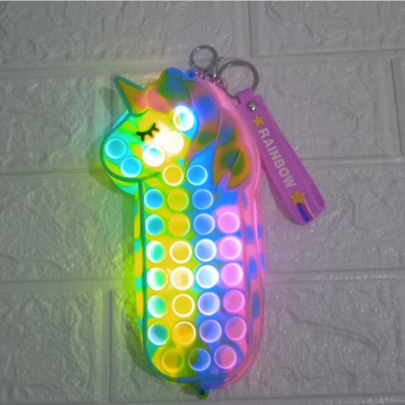 Tempat pensil Pop it Unicorn LED