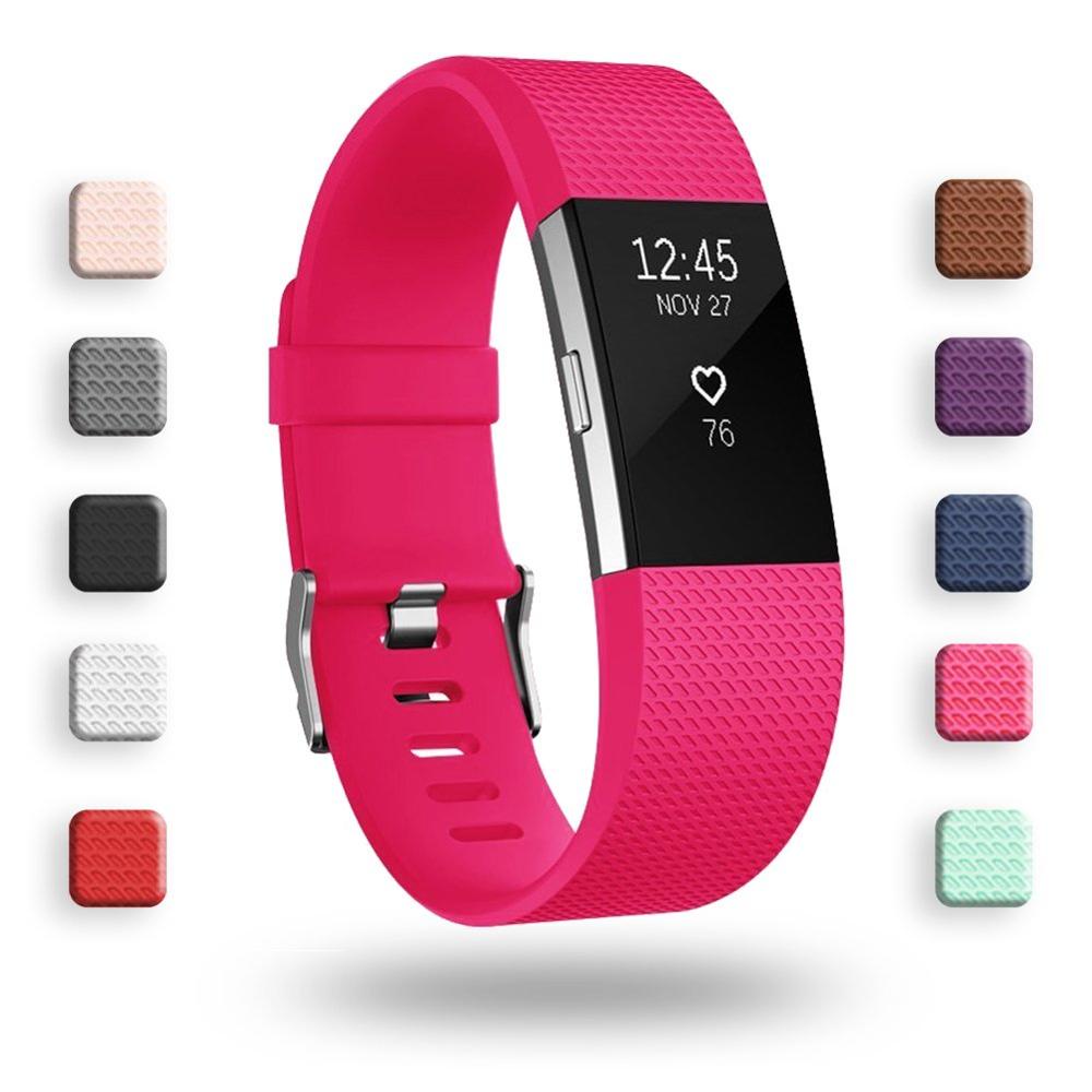 Tali Jam Sport Silicone Strap Band Fitbit Charge 2 Classic pink