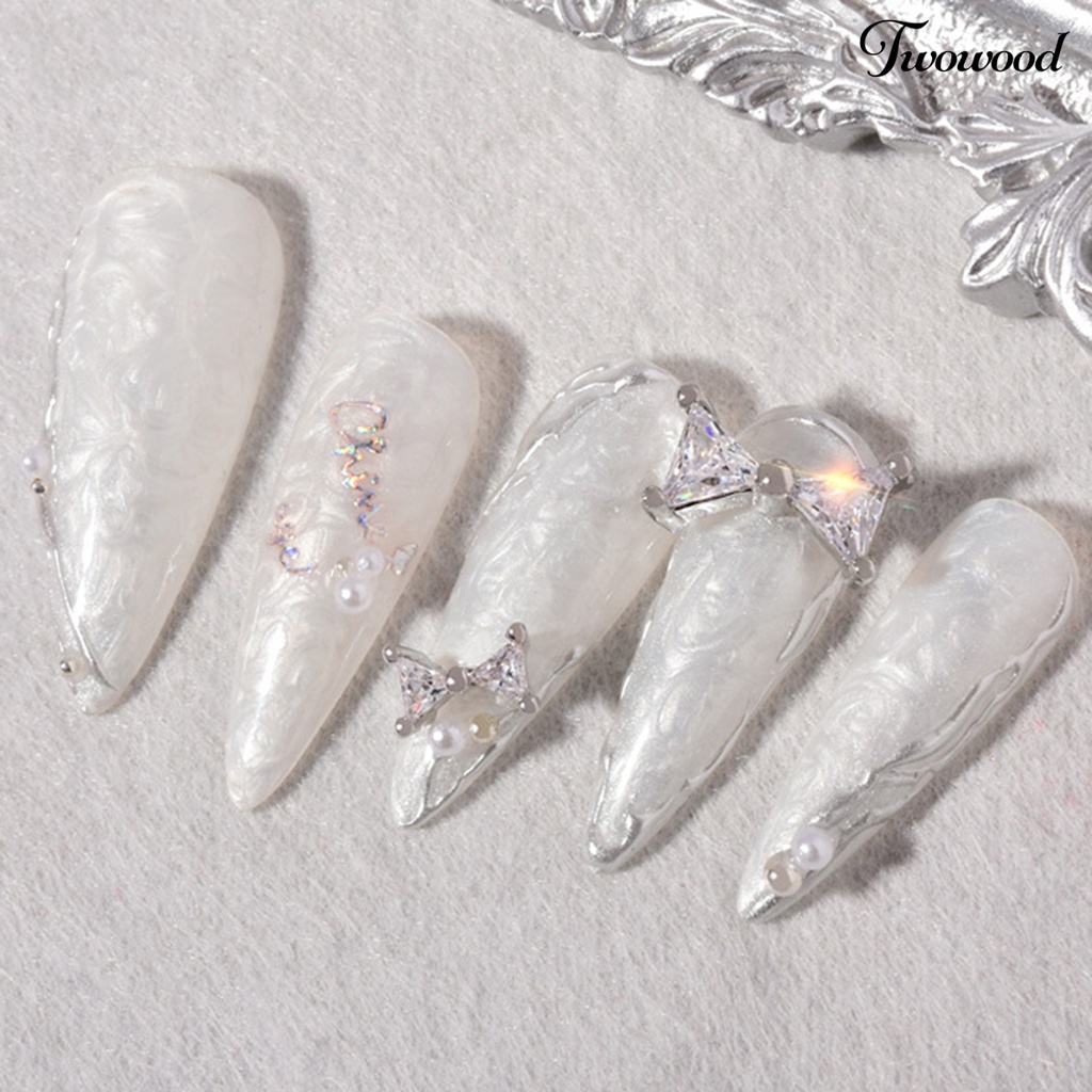 Ornamen Kuku 3D Bentuk Pita Bahan Cubic Zirconia Tahan Korosi Untuk Dekorasi Nail Art Wanita