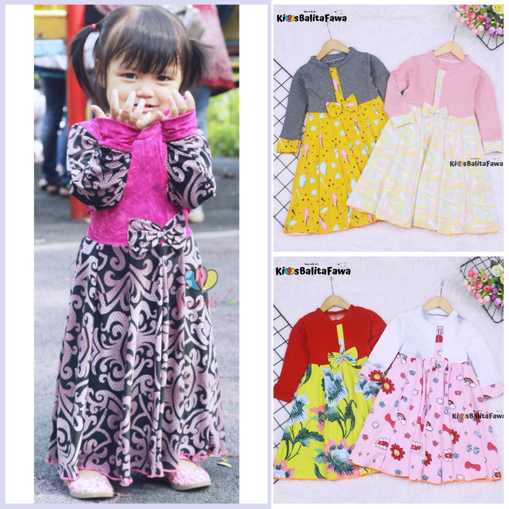 Gamis Pita Uk 1-2 Tahun / Gamis Anak Baju Ngaji Murah Dress Muslim Lengan Panjang Perempuan Girl