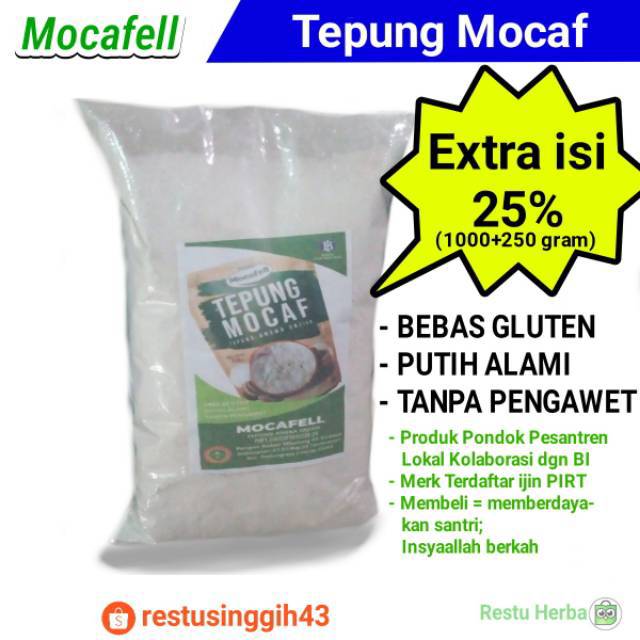 

Tepung Mocaf 1 kg + 250gr Tepung Singkong Bebas Gluten Tepung Mokaf Termurah Mocafell