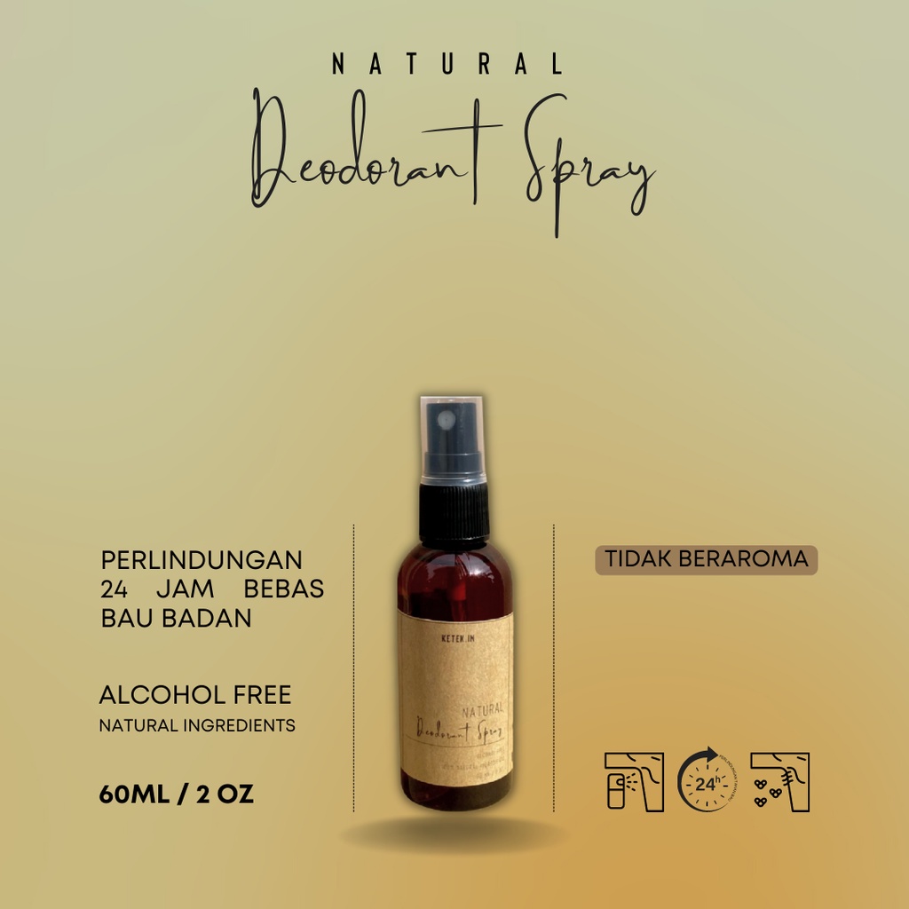 60ML / Natural Deodorant Spray 60ML / Penghilang Bau Ketiak Penghilang Bau Ketek Penghilang Bau Badan Penghilang Bau Kaki Deodorant Alami / Tawas Spray Deodorant Tawas