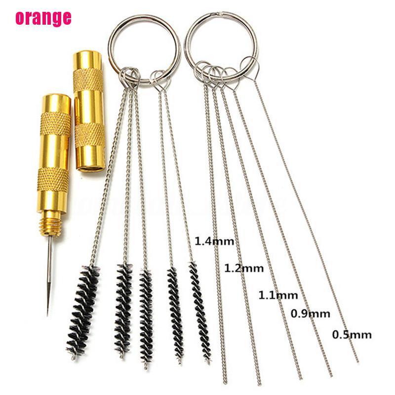 (Happy) 11pcs / Set Jarum + Sikat Pembersih Bahan Stainless Steel Untuk Reparasi Airbrush Spray