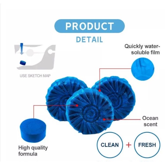 Sibiru Ocean Tablet Biru Pembersih Toilet Karbol Sibiru Penyegar Kloset Bau Cleaner Anti Jamur WC