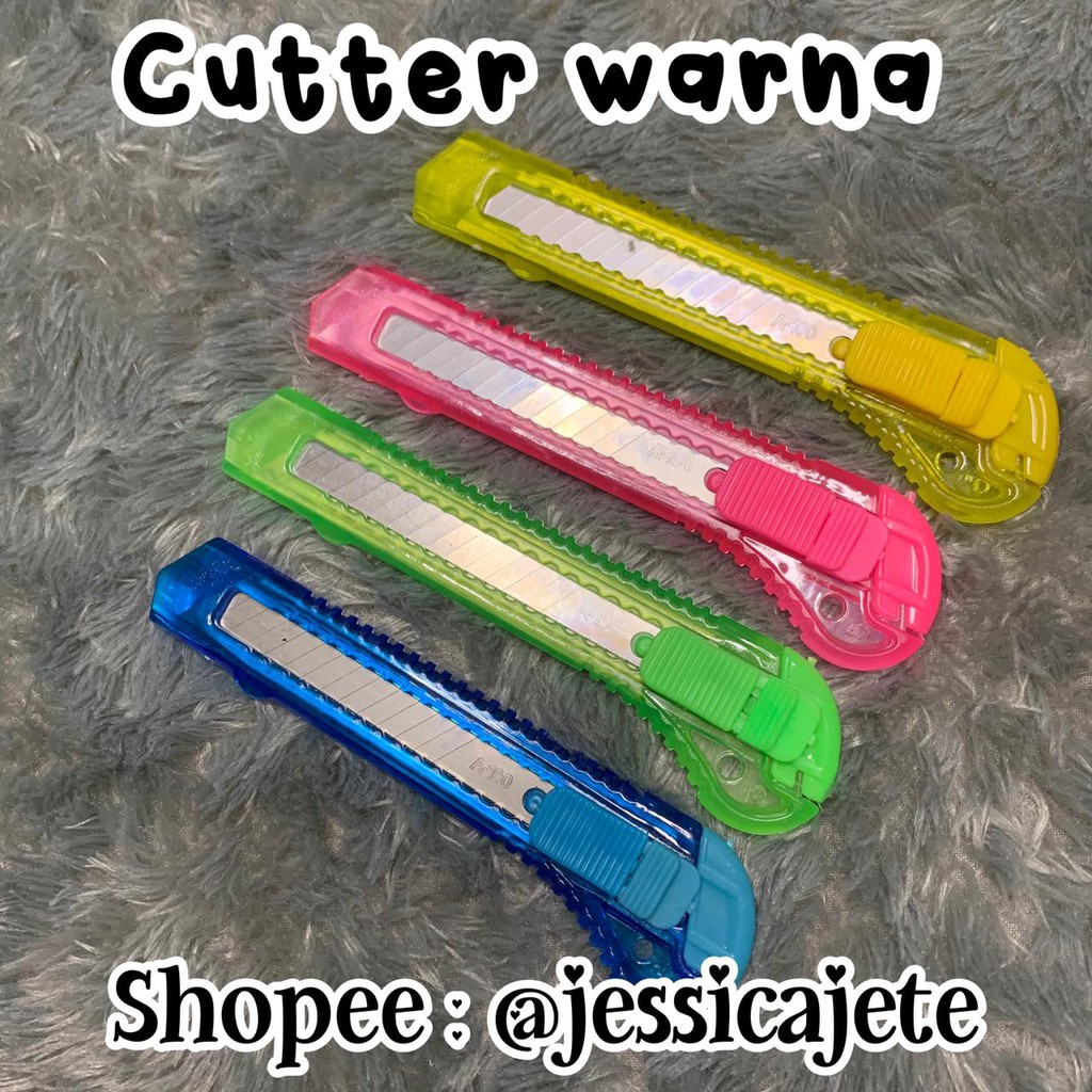 

Cutter Warna Pastel Neon Pisau Pemotong Kertas Portable Warna cute cantik Pink ping alat potong COD