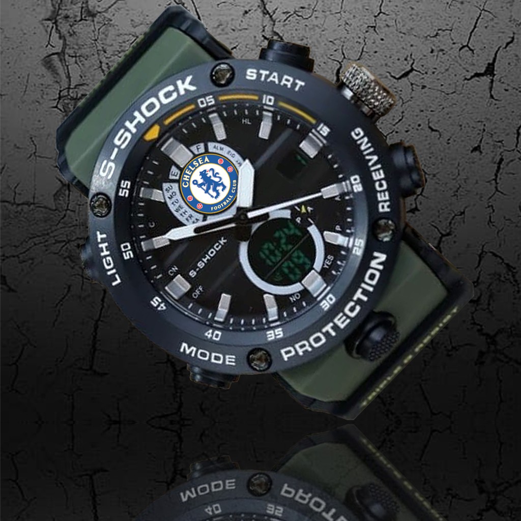 (EXCLUSIVE) Jam Tangan CHELSEA Double Time - Tali Hijau Army