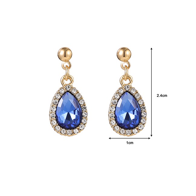 LRC Anting Tusuk Fashion Micro-set Rhinestone Alloy Drop Earrings K34428