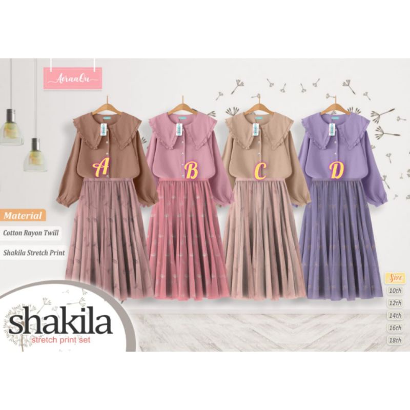 Shakila Strech Print Set by Aeraaqu / Gamis / Gamis Anak / Gamis Dewasa/ Gamis Lebaran / Baju Lebara