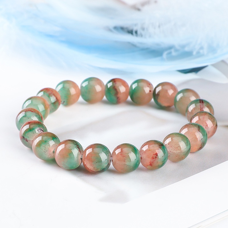 10mm Cracked Stone Charm Colorful Jade Bracelet Women Popcorn Crystal Bracelets
