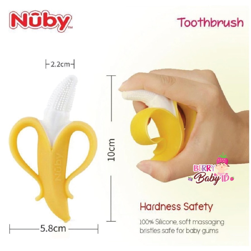 Nuby Banana Toothbrush Sikat Gigi Teether Gigitan Silikon Bayi Anak Berry Mart