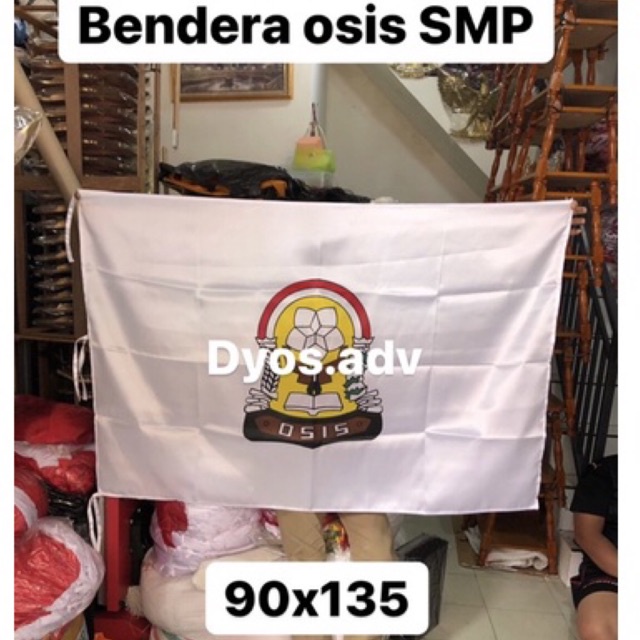 Bendera osis SMP bahan satin 90x135