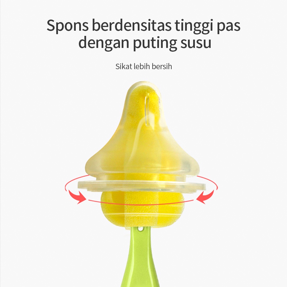 Halobaby Sikat Botol Dot Sponge 2 In 1 / Spons Pembersih Botol Dot Empeng