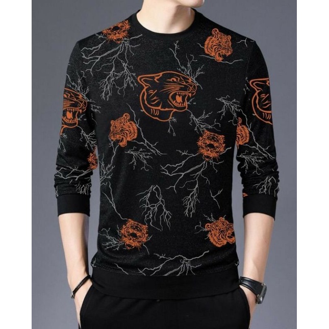 BAJU SWEATER PRIA MOTIF MACAN ATASAN PRIA LENGAN PANJANG BAJU PRIA FASHION COWOK BAJU DISTRO SS