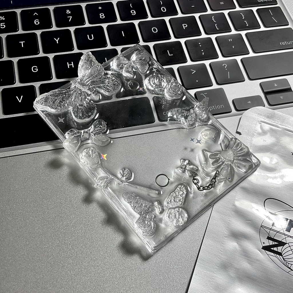 butterfly ribbon clear chain ACRYLIC RESIN TOPLOADER/ TOPLOADER DECO MINI SNAP