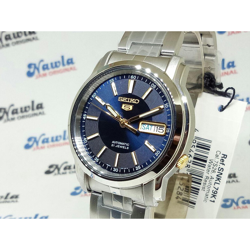 Seiko 5 SNKL79K1 Automatic Solid Blue Dial - Jam Tangan Pria SNKL79