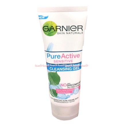 Garnier Pure 100ml Active Sensitive Anti Acne Cleansing Gel Sabun Pembersih Muka Wajah Sensitif Garnier Aktif