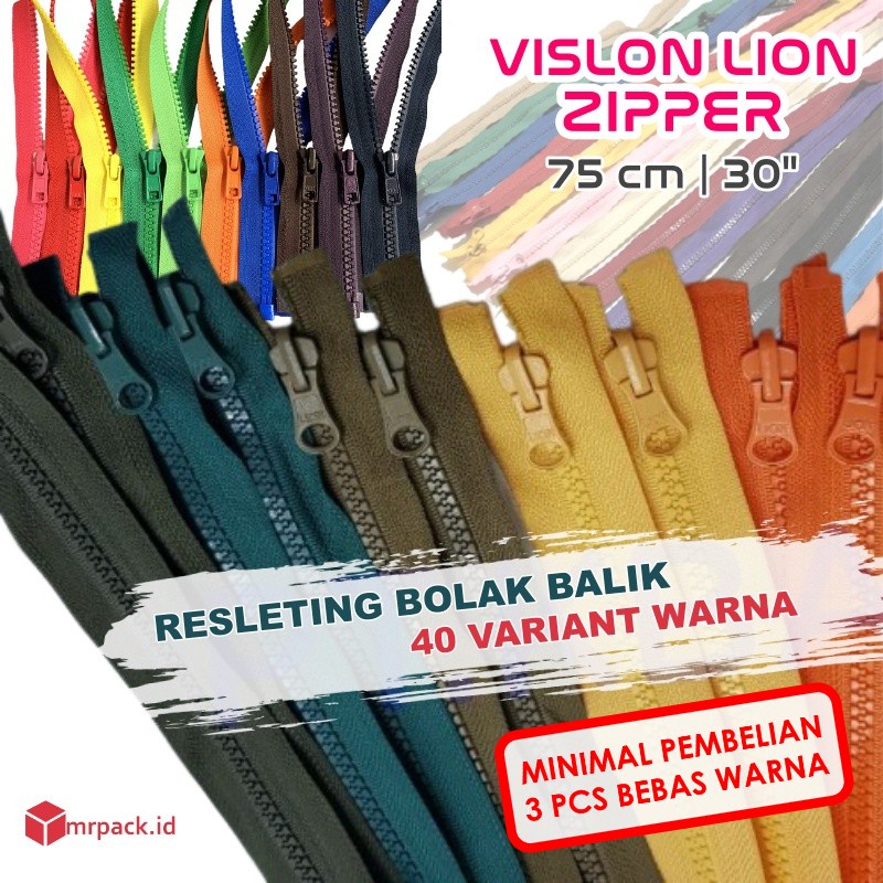 RESLETING ZIPPER SLETING JAKET VISLON LION PLASTIK PANJANG 70 CM 28&quot; ORIGINAL