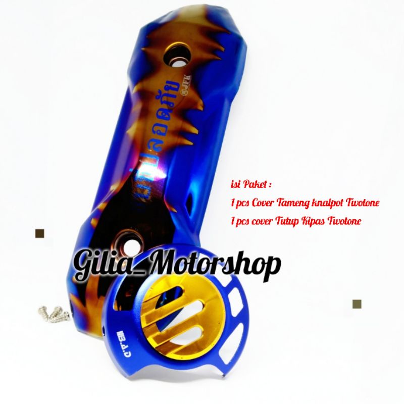 Cover Tameng Knalpot Zoomer Twotone Thailand plus Cover Tutup Kipas Beat Scoopy Vario Mio Satu Paket