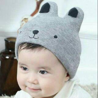 Topi Anak Laki IMPORT Usia 1 - 4 Tahun BEAR Kupluk Bayi Wol Elastis Premium Quality