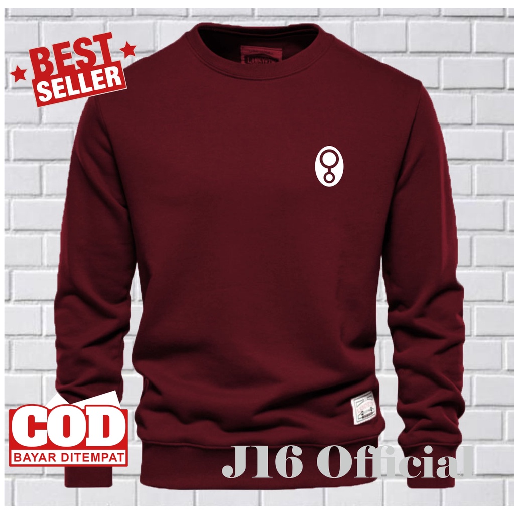 GREENLIGHT Crewneck Sweater Oblong Pria Bahan Fleece Tebal Premium