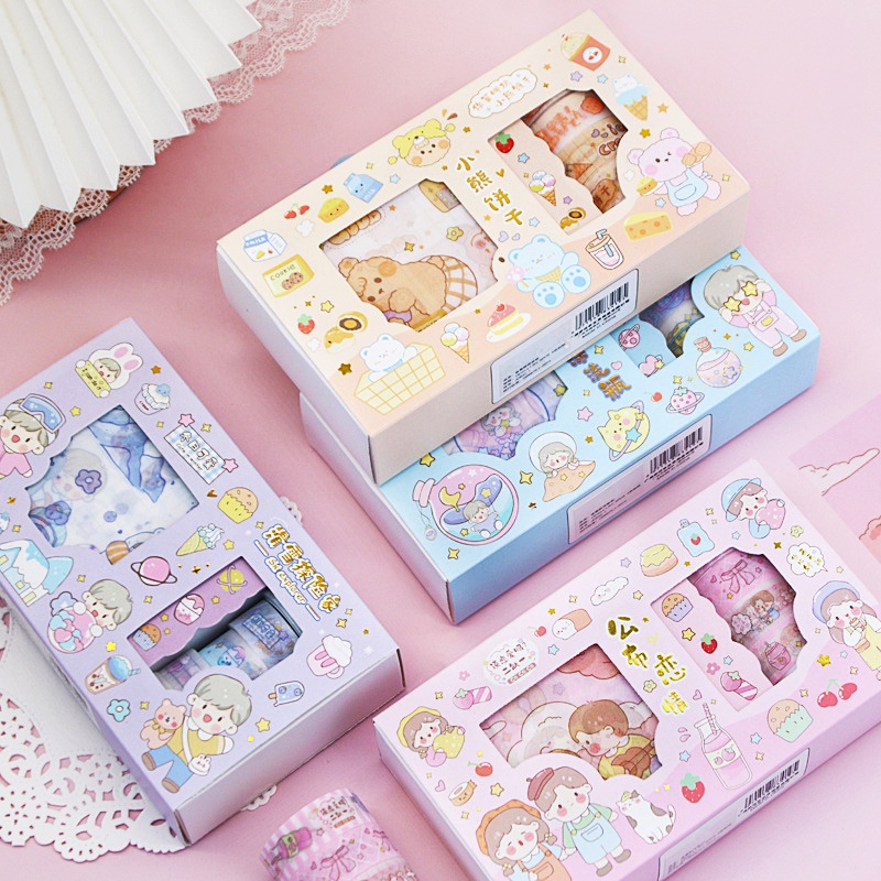 

Panmomo Fresh Heart DIY Masking Tapes and Stickers Box Set - Sticker & Washi Tape Dekorasi