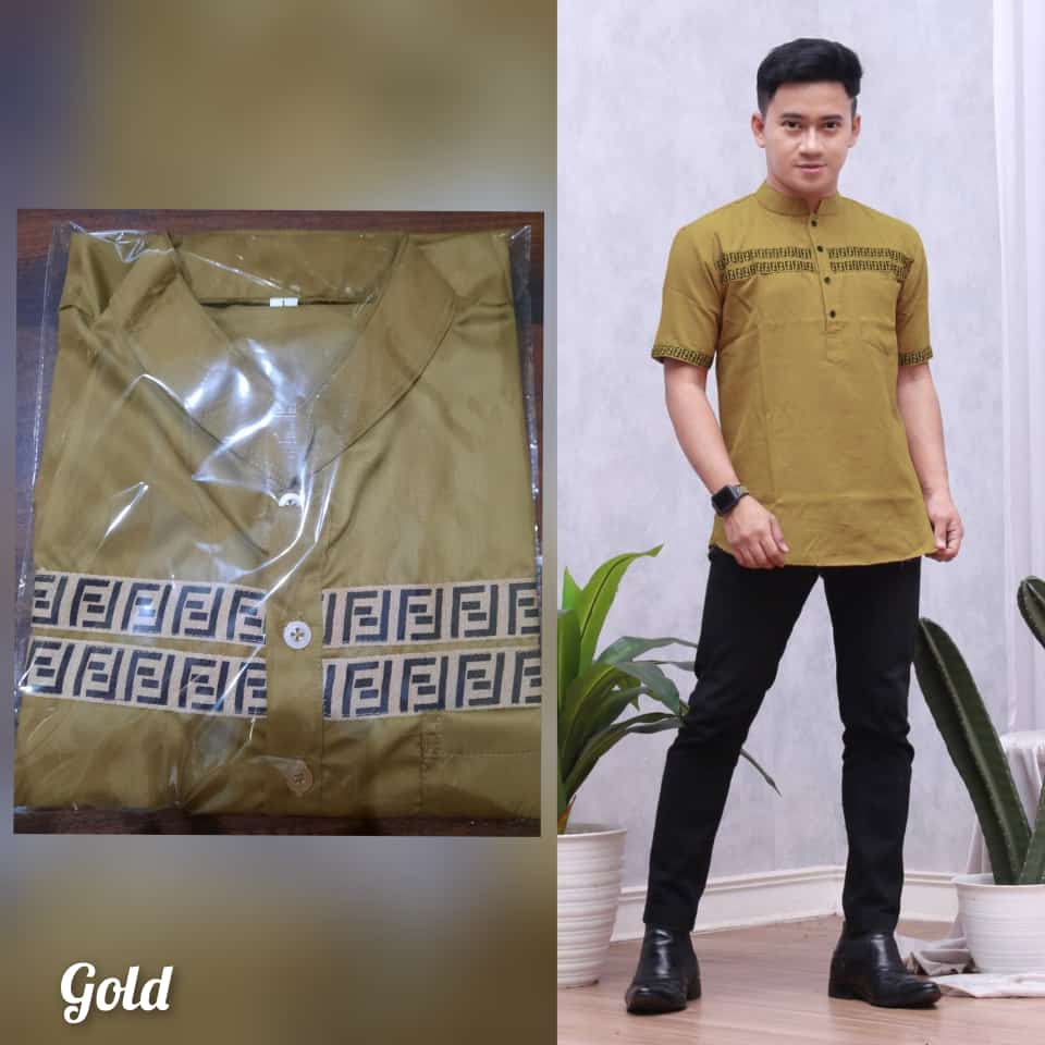 Koko Kurta Pria Dewasa Lengan Pendek FF Bahan Katun Toyobo Tojiro Import Adem // Coza Batik