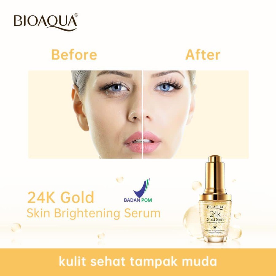 BIOAQUA SERUM WAJAH EMAS 24K GOLD SKIN CARE SERUM BRIGHTENING ESSENCE BPOM