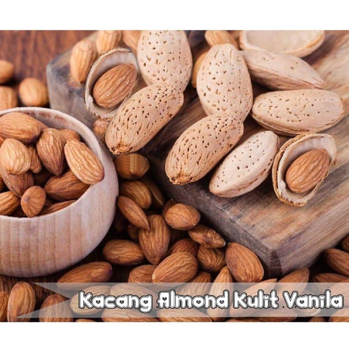 

Kacang almond kulit rasa susu vanila snack kiloan 100 gram