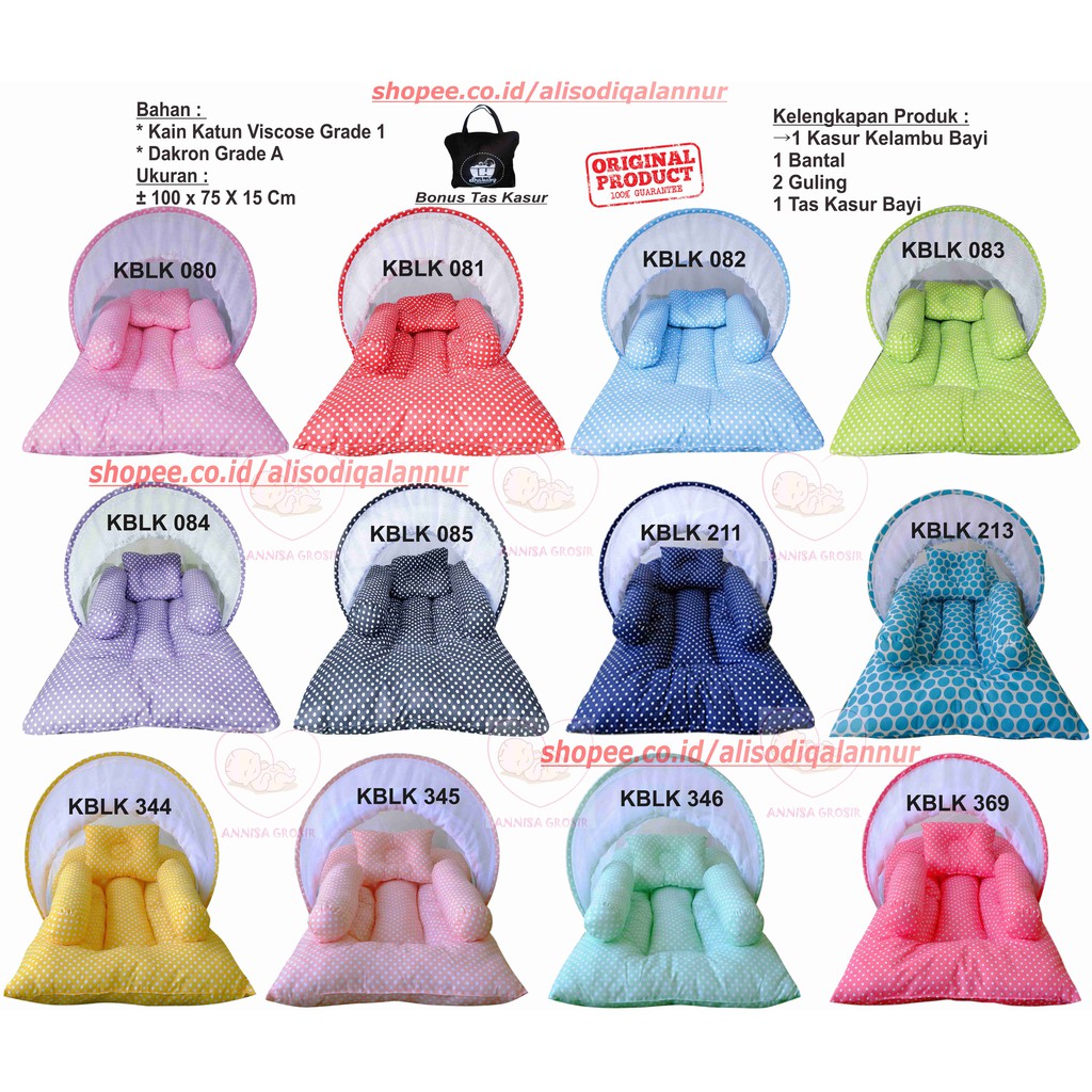 Elhababy Kasur Bayi Set Tempat Tidur Bayi Baru Lahir Polkadot Kado Bayi Lahiran Murah