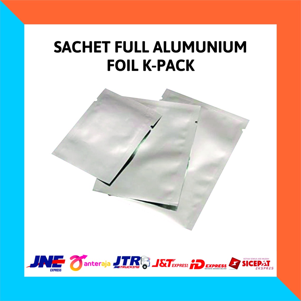 (500pcs) Sachet Full Alumunium Foil K-PACK / Bubuk Kopi / Teh / Masker ukuran 12 x 12 dan 12 x 15