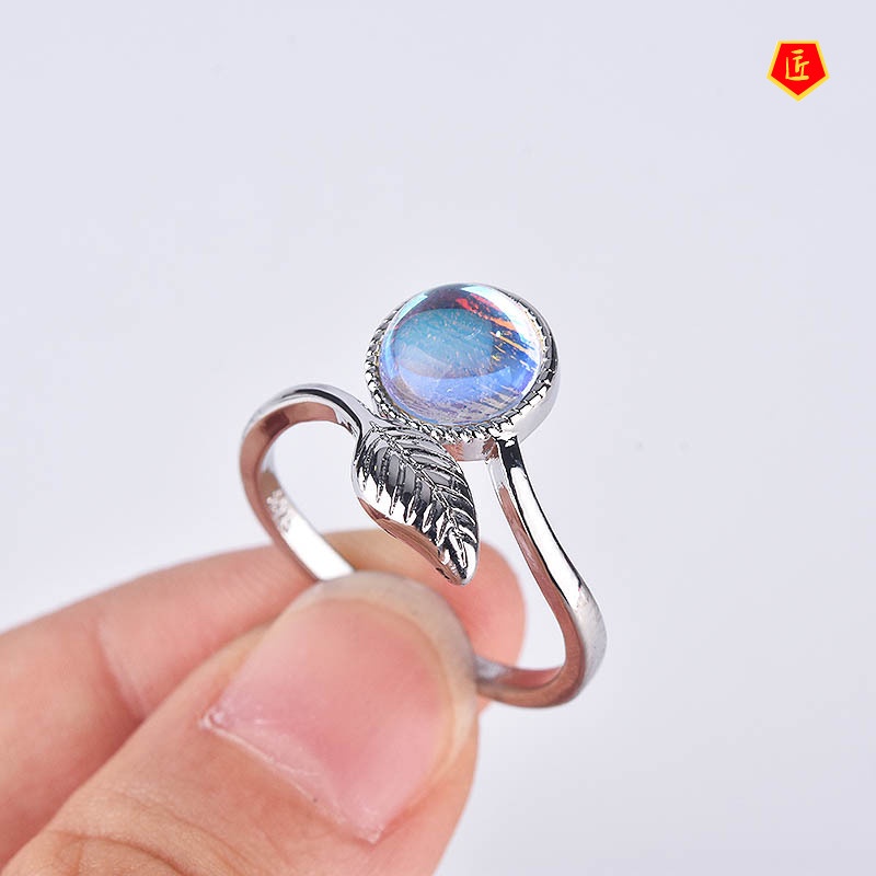 [Ready Stock]Creative Simple Moonstone Leaf Ring