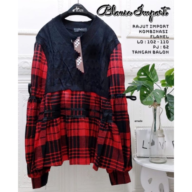 Blouse wanita bahan rajut Bangkok mix katun import ukuran allsize ld 115