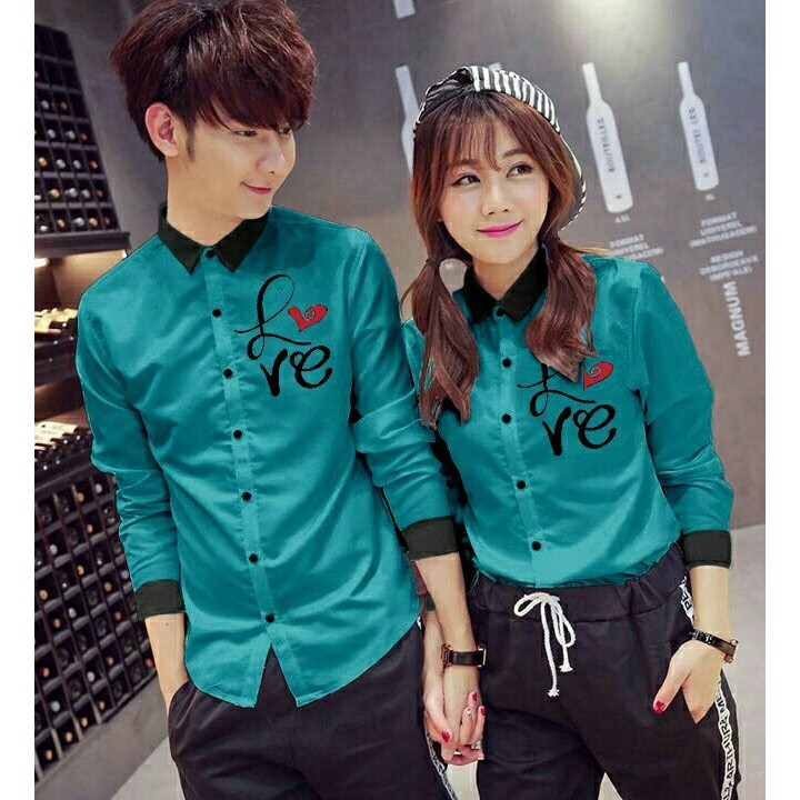 FWG - COUPLE LOVE / COUPLE WANITA / BAJU COUPLE PASANGAN / ATASAN KEMEJA WANITA / SET COUPLE