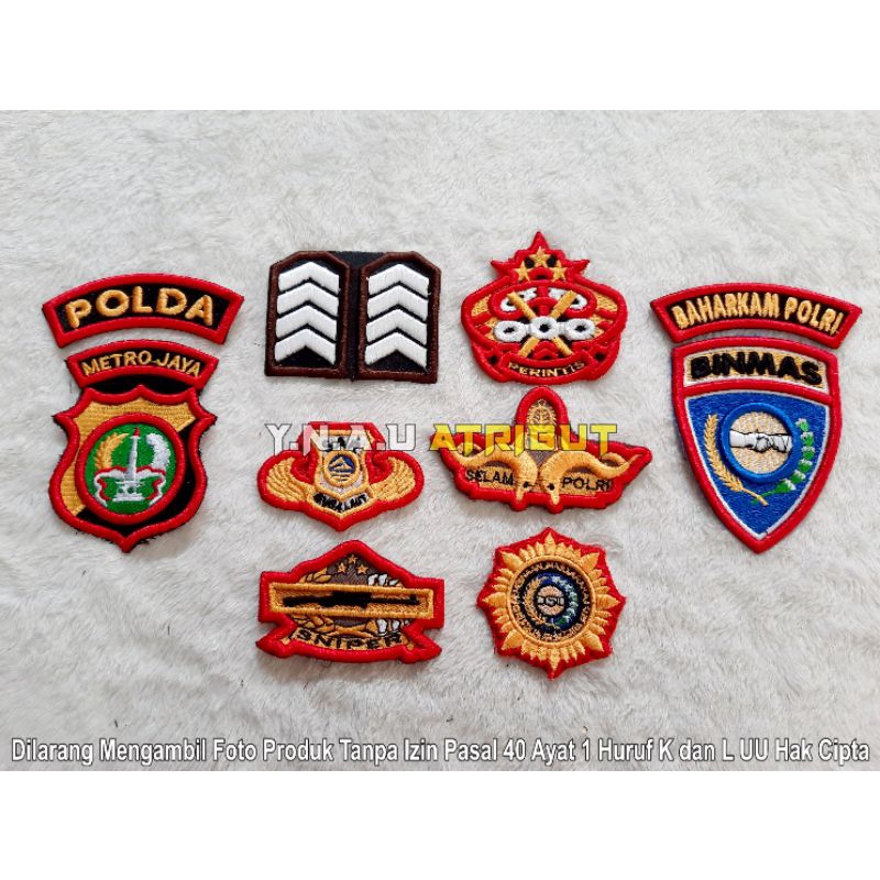 ATRIBUT PDL POLRI / PAKET ATRIBUT PDL BRIPKA POLRI BORDIR TIMBUL