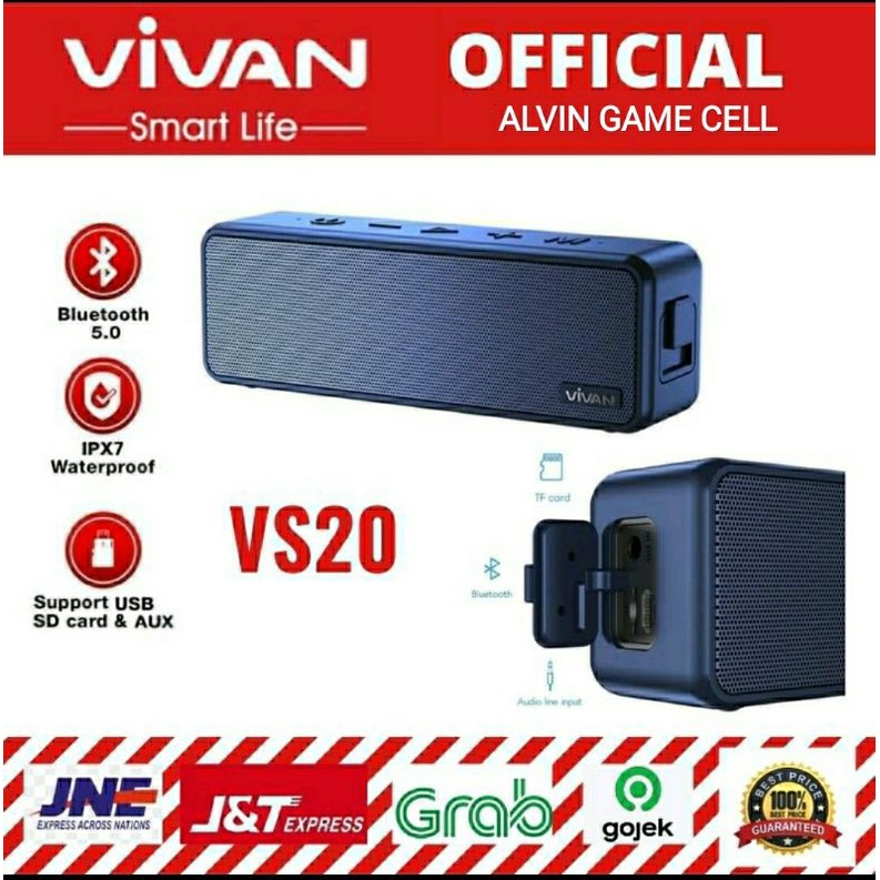 Speaker Vivan VS20 Speaker Ultra Bass 20watt Waterproof IPX7 5.0 MURah POol