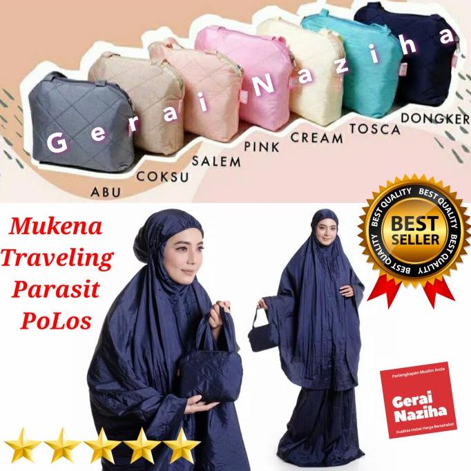 Mukena Parasut Polos Premium Parasit Dewasa Travel Loufie Traveling