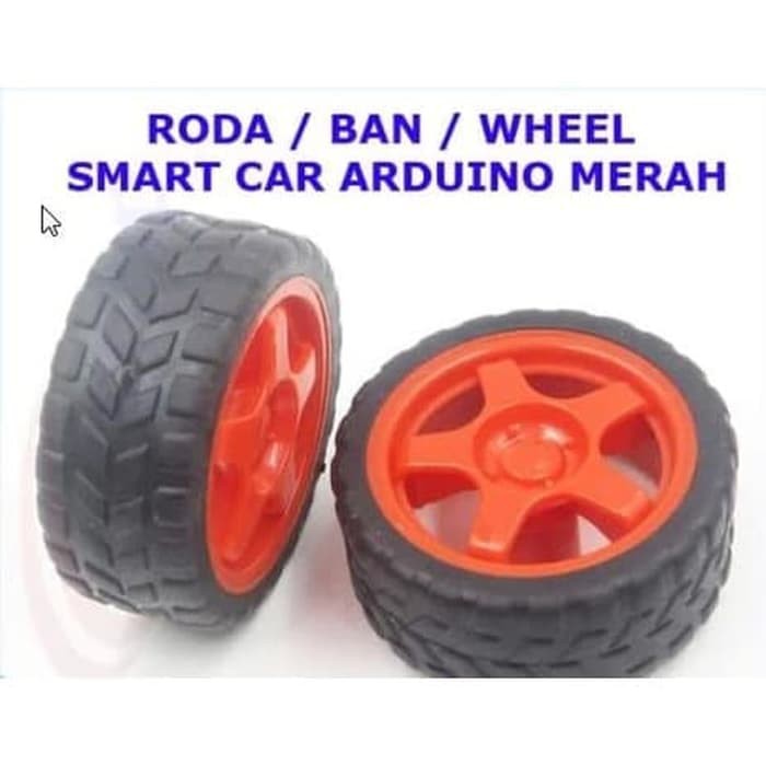 RODA BAN WHEEL SMART CAR SMARTCAR TT MOTOR ARDUINO 66MM MERAH