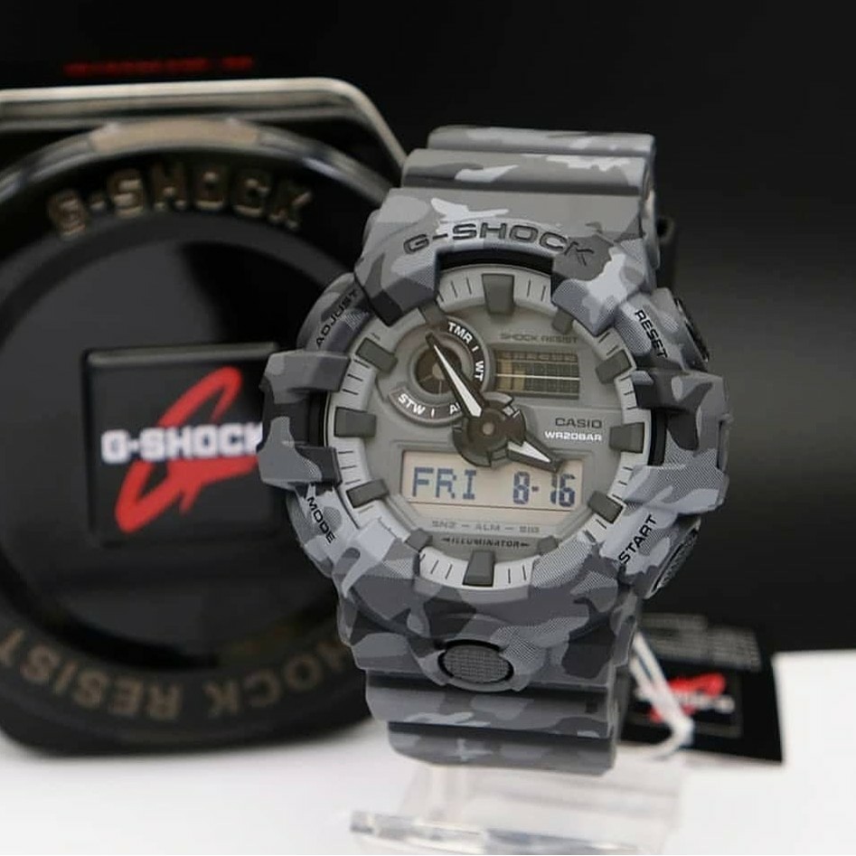 Casio G-shock GA_700 original jam tangan pria tali karet abu army