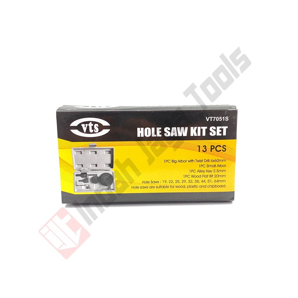 VTS Hole Saw Kit 13 Pcs - Holesaw Set Mata Bor Pelubang Kayu