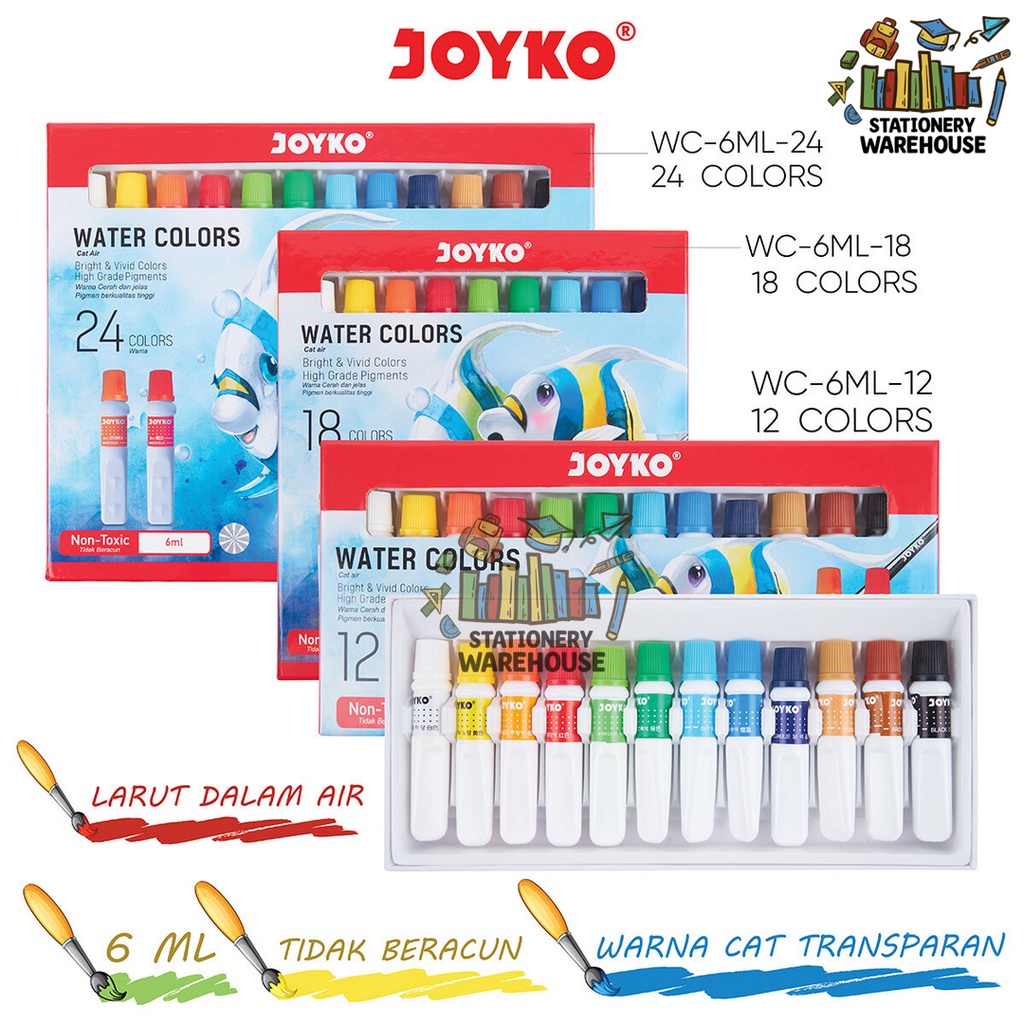 

Cat Air Water Color Joyko WAC-6ML 12 , 18 , 24 WARNA