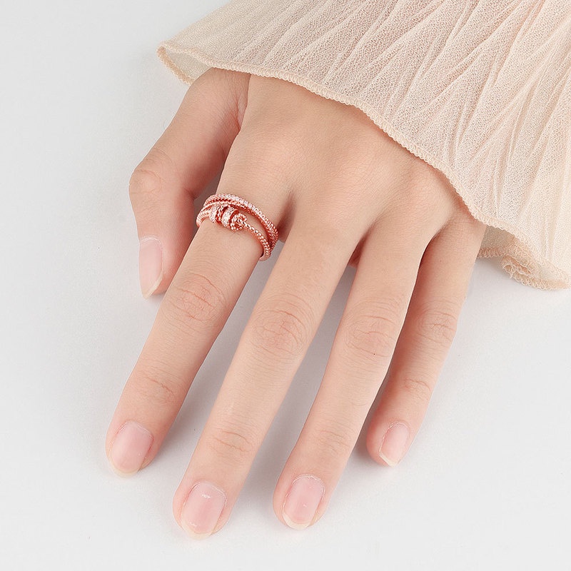 Cincin Multilayer Model Double Cross Terbuka Adjustable Untuk Wanita