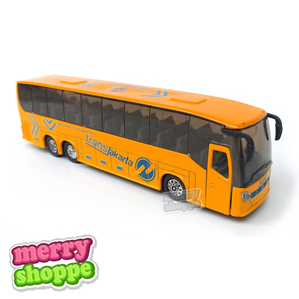 Diecast Miniatur Mobil Bus Transjakarta Busway + Lampu dan Suara