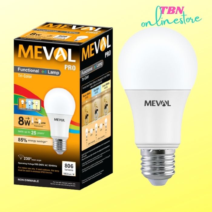 Bohlam Lampu 3 Warna LED Bulb 8W Tri Color MEVAL